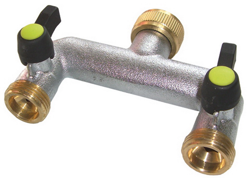 Hahnverteiler Messing 2-fach