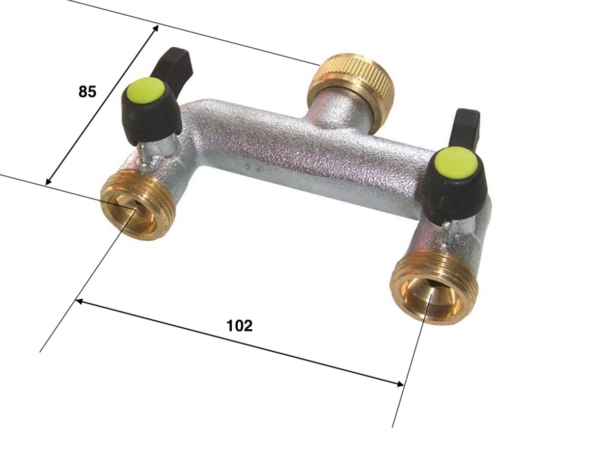 Hahnverteiler Messing 2-fach