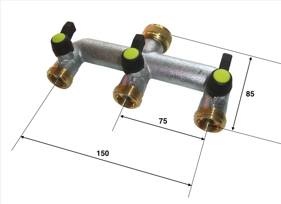 Hahnverteiler Messing 3-fach