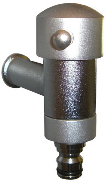 Auslaufkugelhahn 1/2", chrom matt mit 3/4" Abgang bzw. Schnellkupplung